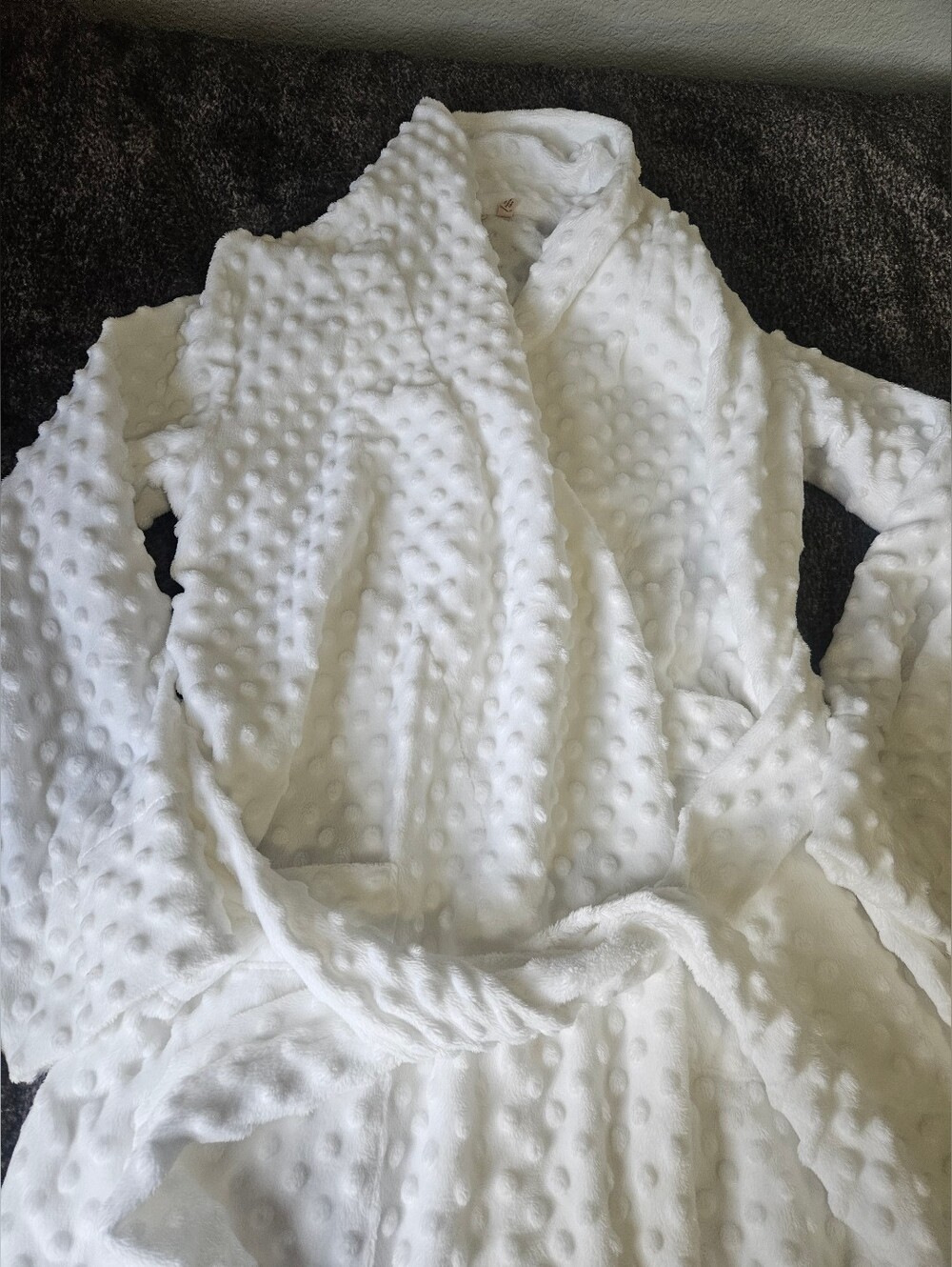 Soft Surroundis Dot Textured White Plush Robe - Picture 3 of 8